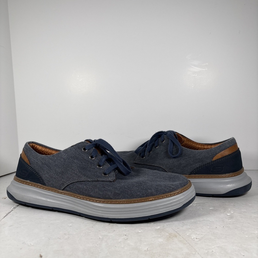 Size 11 Skechers Moreno Ederson‎ Navy Blue Lace Up Oxford Shoes 65981W